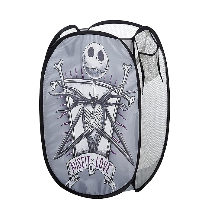Idea Nuova Disney Nightmare Before Christmas Pop Up Laundry Storage Hamper with Durable Carry Handles, 21" H x 13.5" W X 13.5" L