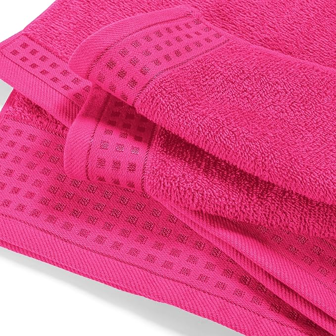 GLAMBURG 100% Cotton Oversized 2 Pack Bath Sheets 35x70, Ultra Soft Highly Absorbant Compact Quickdry & Lightweight Large Bath Sheet Set, Ideal for Gym Travel Camp Pool - Hot Pink
