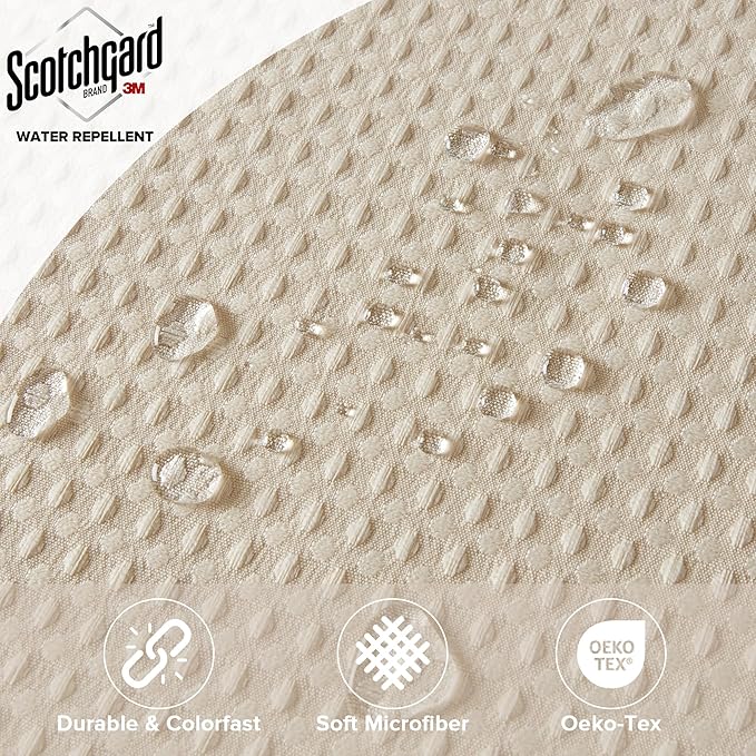 Madison Park Shower Curtain Waffle Weave, Vibrant Dyed, Waffle Shower Curtain 3M Scotchgard Moisture Management, Farmhouse Extra Long Shower Curtains for Bathroom, Extra Long: 72"x84" Beige