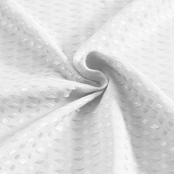 Luxury Dobby Weave Shower Curtain Elegant Hotel Style Fabric for Bathroom, Water Repellent, Machine Washable White Dobby