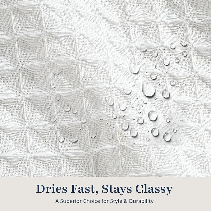 LANE LINEN Classic Hotel Shower Curtain for Bathroom - 72W x 72H - Luxury Waffle Weave - Heavyweight Fabric That Hangs Well, Water Repellent & Quick Dry - Header with Stainless Steel Grommets - White