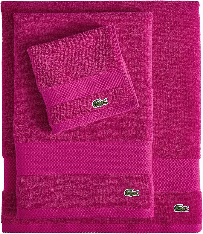 Lacoste Heritage Anti-Microbial Supima Cotton Hand Towel, Magenta, 16" x 30" – Absorbent & Quick Drying, Premium Super Soft Bath Towel, Bathroom Essential, Gift for All Occasions, Machine Washable