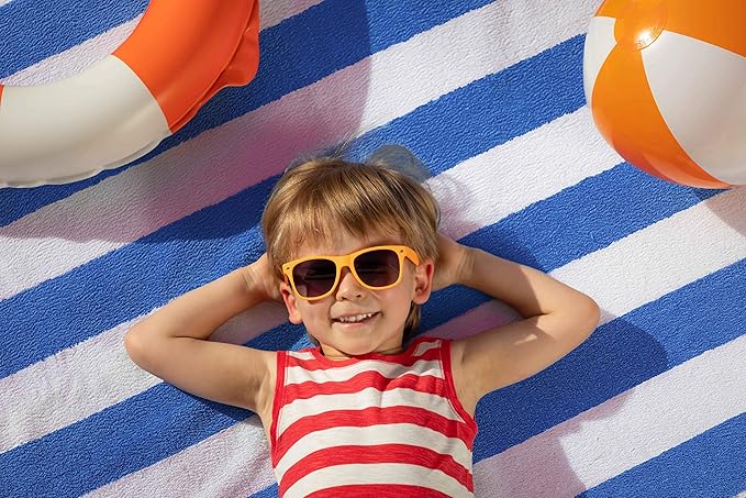Utopia Towels 4 Pack Cabana Stripe Beach Towel, 30 by 60 Inches, Oversized 100% Ring Spun Cotton Pool Towels, Highly Absorbent Quick Dry Bath Towels for Beach, and Swim, Blue