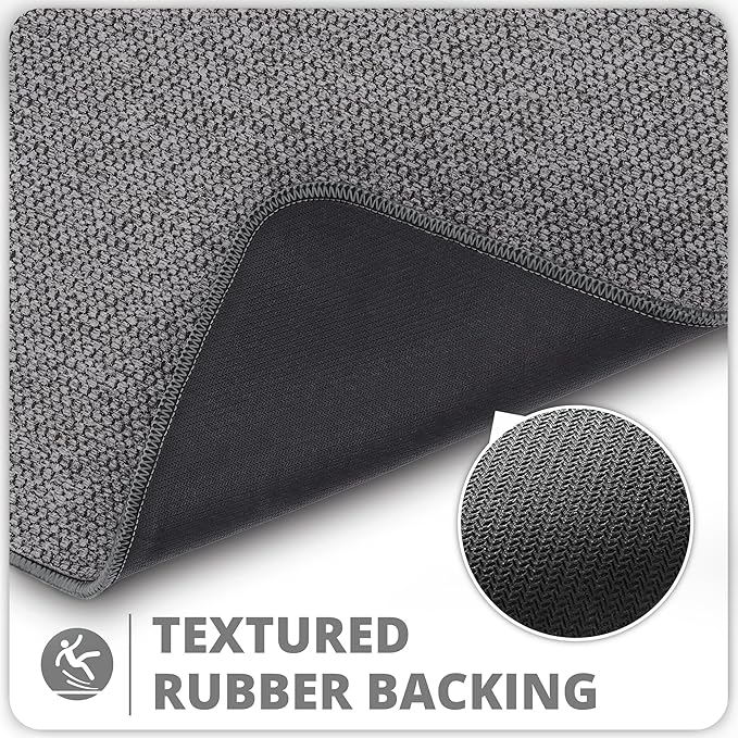 Bath Mat,Ultra Thin Bathroom Runner Rugs,Large Bath Mats for Bathroom,Quick Dry,Non-Slip,Machine Washable,Low Pile,Bath Rug,Shower Outside,Sink,Home Decor Accessories.Dark Grey,3'x6'(36x72inch)