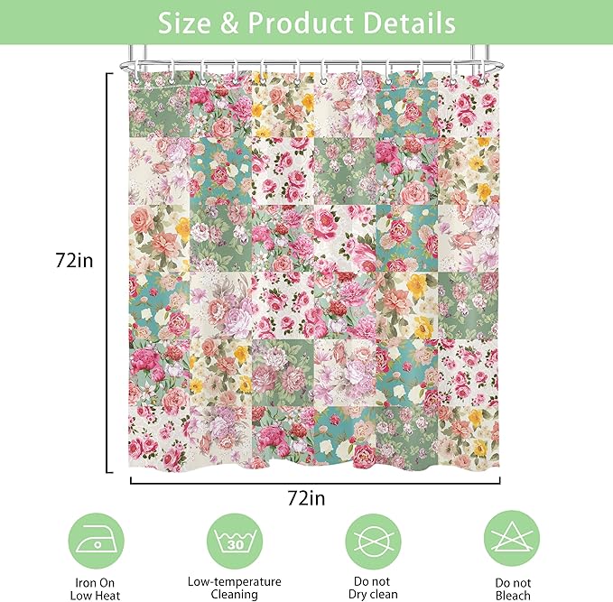 Floral Flower Shower Curtain Butterfly Bathroom Shower Curtain Set Boho Cute Shower Curtains Cloth Fabric Shower Curtain