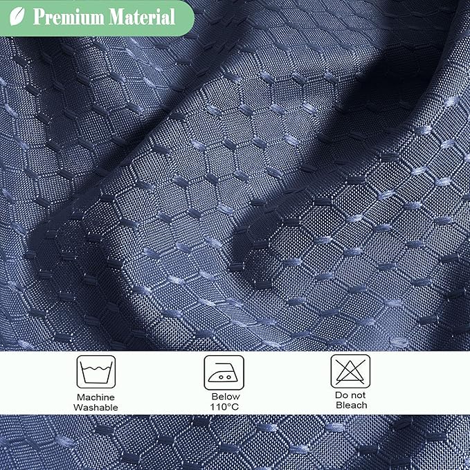 UFRIDAY Navy Blue Waffle Weave Fabric Shower Curtain with Mesh Window Stall Shower Curtain 36 x 72 inch, Heavy Duty Decorative Bathroom Curtain, Spa-Like Hotel Luxury, Water-Repellent
