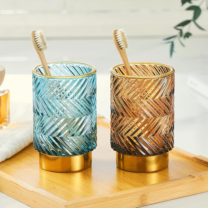 Makeup Brush Holder Organizer,Toothbrush Holders,Desk Pen Pencil Holder,Multifunctional Vintage Glass Brush Cup???A40-5-US???