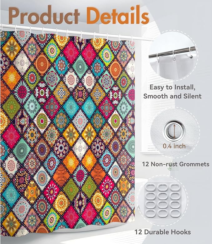 MAMUSE Shower Curtain for Bathroom - Cute Aesthetic Decorative Modern Girly Unique Girls Design Pretty Women Waterproof Fabric Cloth Cortinas de Baño Bathtub 72 x 72 Inch, Art