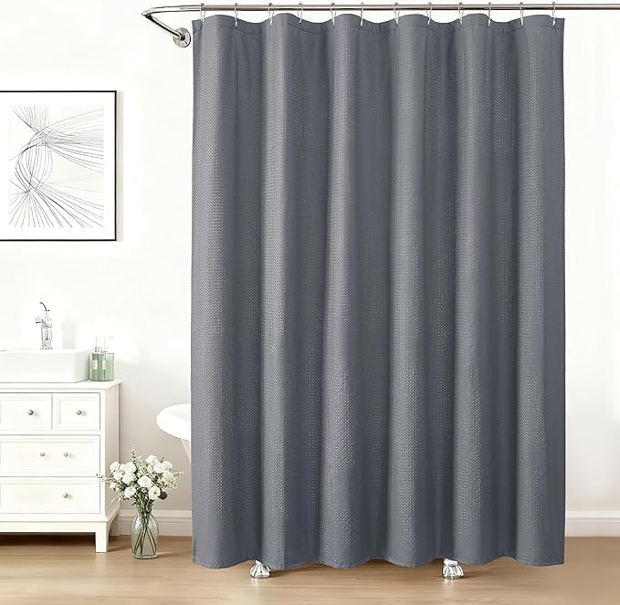 Aiyufeng Long Shower Curtains for Bathroom，Dot Like Embossed Textured Water Repellent Fabric Shower Curtain，Hotel Luxury Quality & Soft Cloth，Machine Washable，72Wx84L，Grey