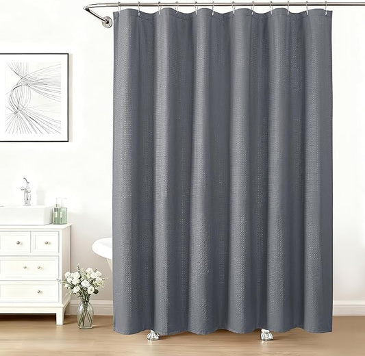Aiyufeng Long Shower Curtains for Bathroom，Dot Like Embossed Textured Water Repellent Fabric Shower Curtain，Hotel Luxury Quality & Soft Cloth，Machine Washable，72Wx84L，Grey