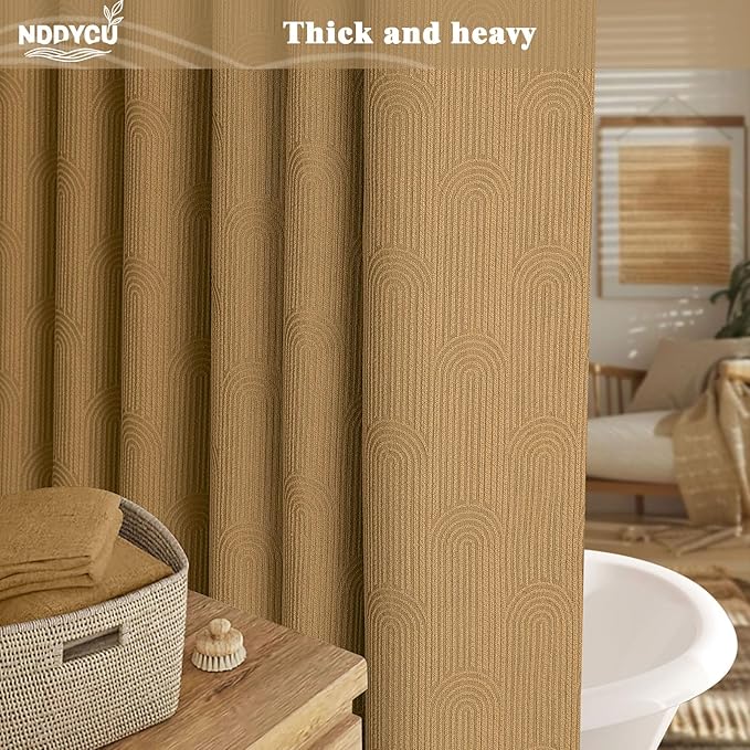 Brown Boho Shower Curtain,Mid Century Neutral Terracotta Mustard Fall Shower Curtain 48" W X 72" L