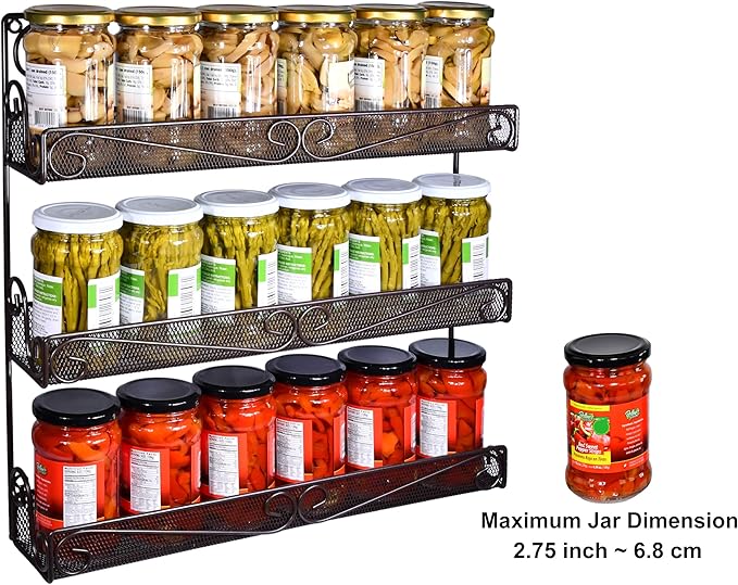 AMT 3 Tier Nail Rack, Pack Metal Wall Mount Organizer, Essential Oils Organizer, Pantry Cabinet Door Shelf Storage.Hanging Display for Spice Jars, Sauces, Cosmetic Beauty Bottles