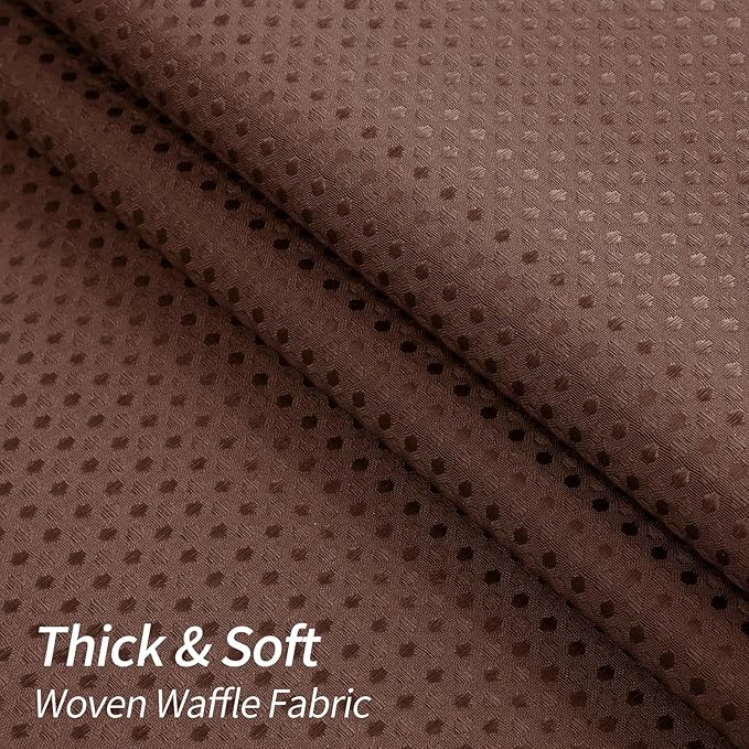 MitoVilla Brown Shower Curtain 72 x 78, Long Waffle Fabric Shower Curtains for Modern Luxury Bathroom Decor, Heavy Duty Hotel Cloth Shower Curtains 78 inch Long