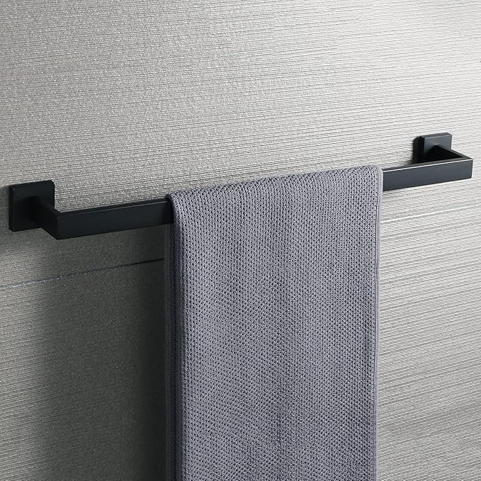 28 Inch Towel Bar for Bathrooms 12/16/20/24/28/32/36 Inch Stainless Steel 304 Matte Black Towel Holder Modern Square Towel Rod Rustproof Wall Mount (1, Matte Black, 28 Inch)