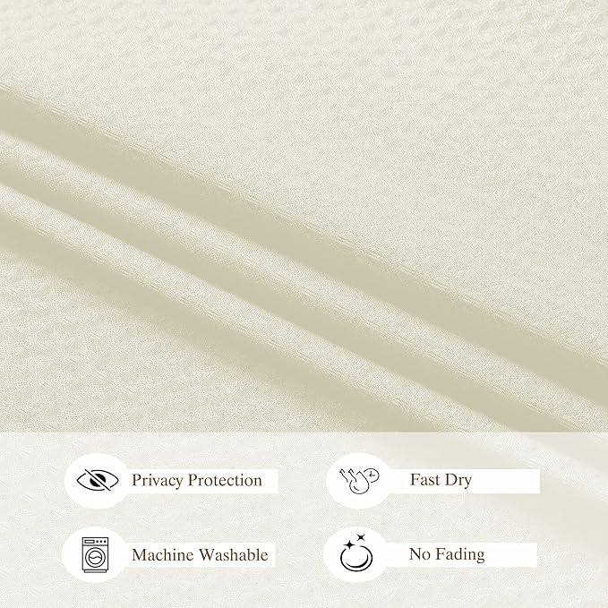Aiyufeng Long Shower Curtains for Bathroom，Dot Like Embossed Textured Water Repellent Fabric Shower Curtain，Hotel Luxury Quality & Soft Cloth，Machine Washable，72Wx84L，Cream