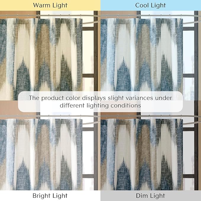 Ink+Ivy Alpine Shower Curtain Cotton Printed Modern Abstract Pattern Machine Washable Home Bathroom Decorations, 72x72, Navy