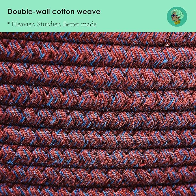 Modern Granny Medium Cotton Rope Laundry Hamper 14x16 Inch Dual Secure Woven Handle for Living Room Closet Clothes Blanket Organization
