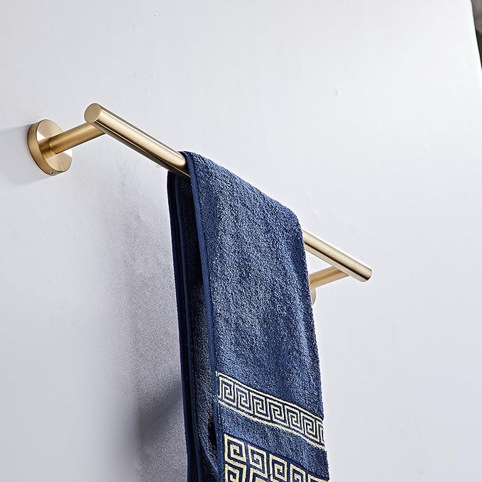 Bath Towel Bar, 18 Inch 304 Stainless Steel Thicken Towel Holder for Bathroom Wall, Towel Holder Brushed Gold Finished Wall Mount(Total Length 20-Inch)