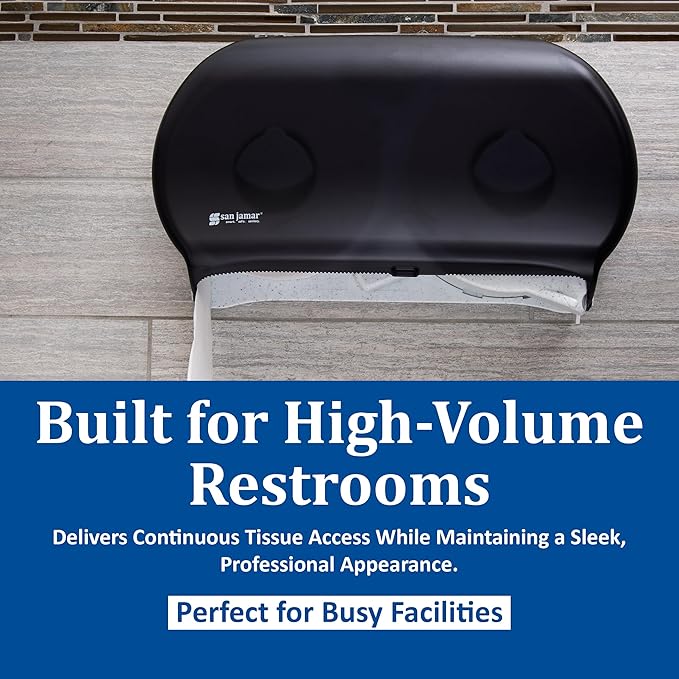 San Jamar - SJMR4000TBK R4000TBK Twin 9" Jumbo Tissue Dispenser, Black Pearl, 12" x 19" x 5.3"