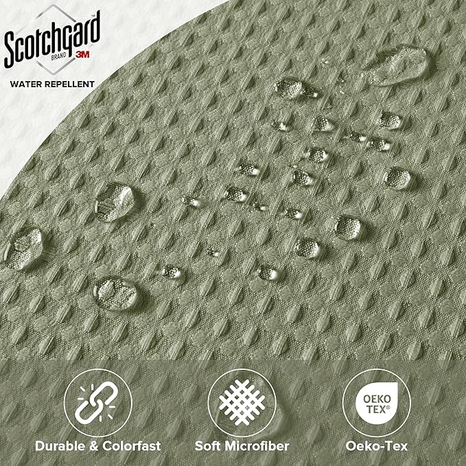Madison Park Shower Curtain Waffle Weave, Vibrant Dyed, Waffle Shower Curtain 3M Scotchgard Moisture Management, Farmhouse Long Shower Curtains for Bathroom, Long: 72x78 Sage Green