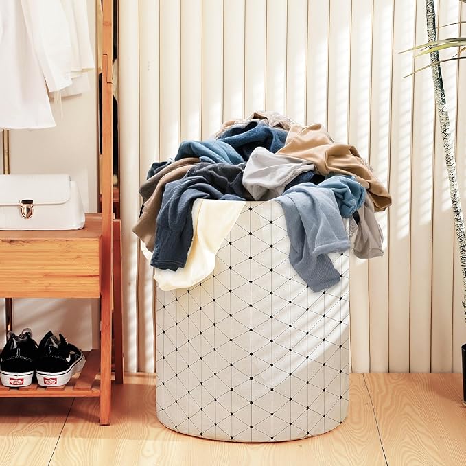 Laundry Hamper for Bedroom,Dirty Clothes Basket,Laundry Basket with Handles,Kids Girls Room Canvas Hamper Bag,Blankets,Towel,Toy Storage Organizer