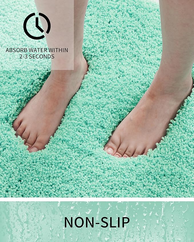 Toilet Rugs U-Shaped Mat 24x22, Contour Bathroom Mat - Ultra Soft & Absorbent Microfiber, Quick-Dry, Machine Washable with High Density Foam Latex Non Slip Backing, SpaBlue