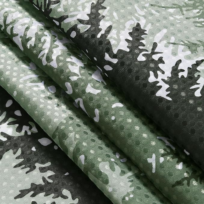 Hokibero Olivie Green Misty Forest Mountain Nature Tree Fabric Shower Curtains for Bathroom Waterproof Heavy Duty Green and White Woohitedland Shower Curtain Bathtubs Hotel, 72 x 72 inch