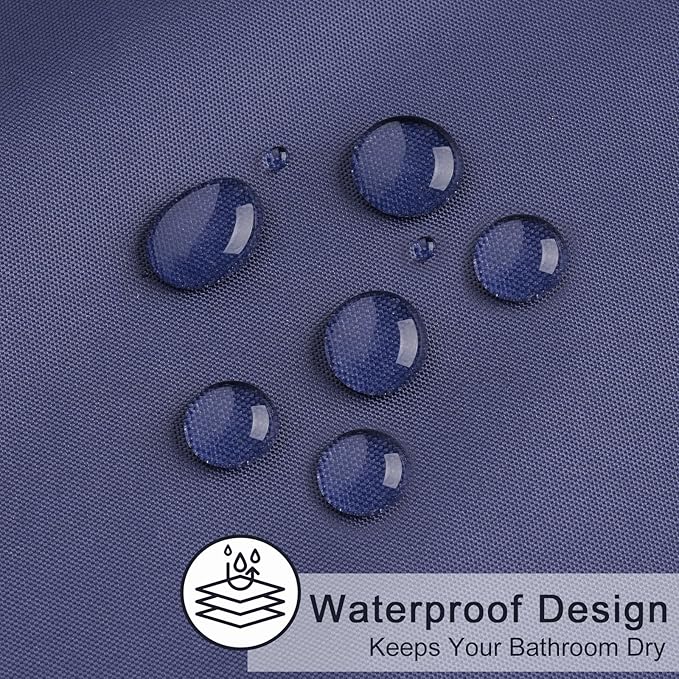 AooHome Small Shower Curtain Liner, Polyester Soft Solid Color Shower Curtain with Hooks for Hotel, Weighted Hem, Water Repellent, Navy Blue, 36x72 inch