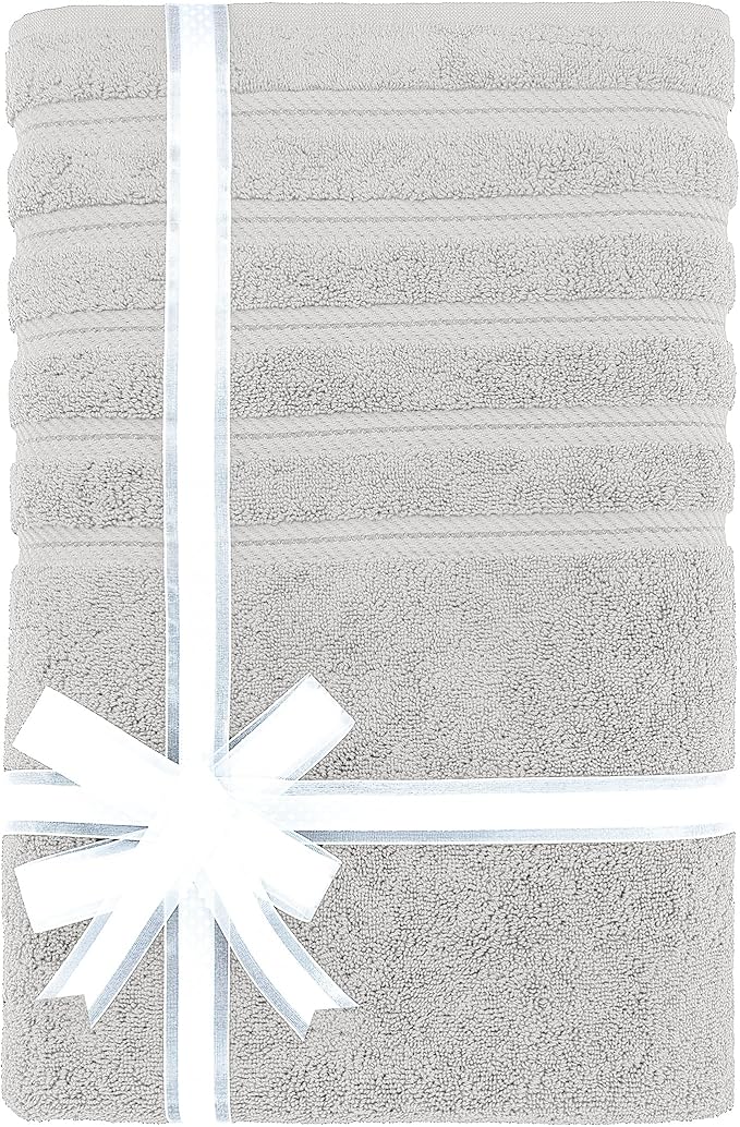 American Soft Linen 35x70 Jumbo Large Bath Towel, 600 GSM 100% Cotton Turkish Bath Sheet, Oversized Luxury Bath Towel for Bathroom Beach and Pool, Silver Grey