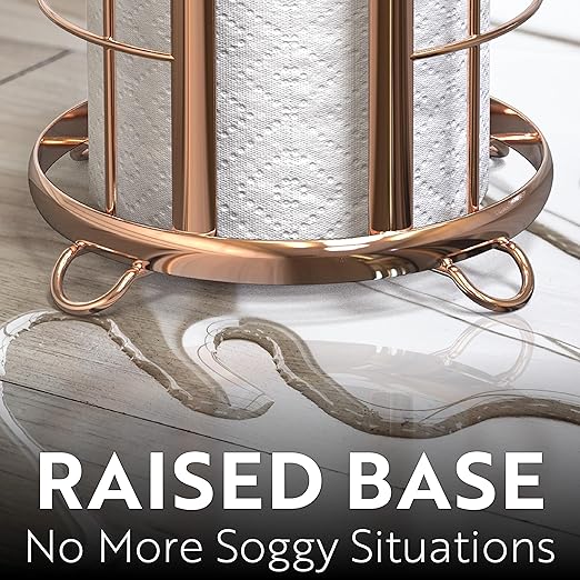BROOKSTONE Toilet Paper Holder Stand Reserve - Free Standing Toilet Paper Stand with Storage that Holds Mega Rolls, Standing Bathroom Tissue Organizer, Bathroom Decor - Modern Storage Holder, Rose