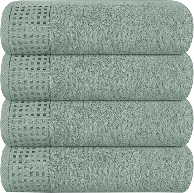 GLAMBURG Ultra Soft 4 Pack Oversized Bath Towel Set 27x54 inches, 100% Cotton Bath Towels, Highly Absorbant Compact Quickdry & Lightweight Towel, Ideal for Gym Travel Camp Pool - Jade