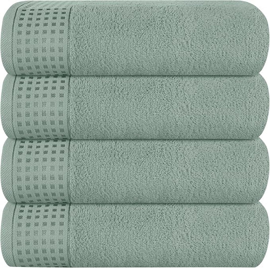 GLAMBURG Ultra Soft 4 Pack Oversized Bath Towel Set 27x54 inches, 100% Cotton Bath Towels, Highly Absorbant Compact Quickdry & Lightweight Towel, Ideal for Gym Travel Camp Pool - Jade