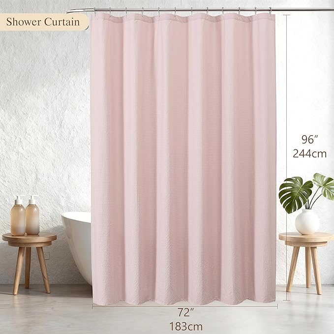 Aiyufeng Shower Curtains for Bathroom，Dot Like Embossed Textured Water Repellent Fabric Large Bath Curtain，Hotel Luxury Quality & Soft Cloth，Machine Washable，72Wx84L，Pink