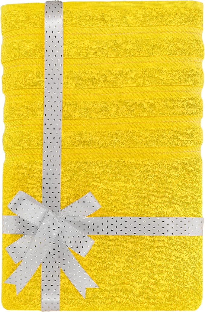 American Soft Linen 35x70 Jumbo Large Bath Towel, 600 GSM 100% Cotton Turkish Bath Sheet, Oversized Luxury Bath Towel for Bathroom Beach and Pool, Yellow
