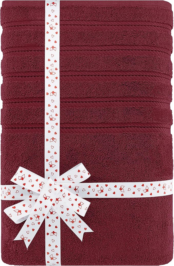 American Soft Linen 35x70 Jumbo Large Bath Towel, 600 GSM 100% Cotton Turkish Bath Sheet, Oversized Luxury Bath Towel for Bathroom Beach and Pool, Bordeaux