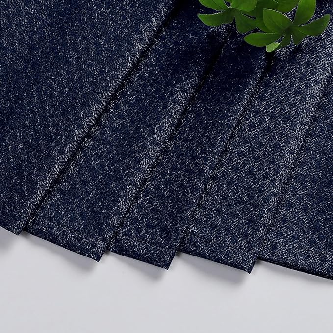 Aiyufeng Navy Blue Shower Curtains for Bathroom，Dot Like Embossed Textured Waterproof Soft Polyester Cloth Shower Curtain，Hotel Spa Machine Washable，72Wx72L