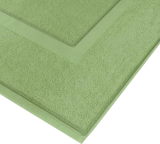 Utopia Towels Cotton Banded Rug, Bath Mats, Not a Bathroom Rug, 21 by 34 Inches, 100% Ring Spun Cotton, Highly Absorbent Shower Bathroom Floor Mat,Sage Green, 2 Pack