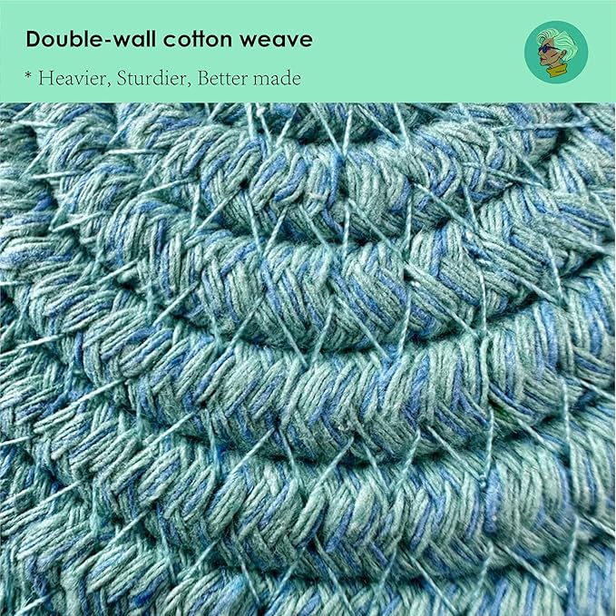 Modern Granny Extra Large Cotton Rope Laundry Hamper 16x22 Inch Dual Secure Woven Handle for Living Room Closet Clothes Blanket Organization