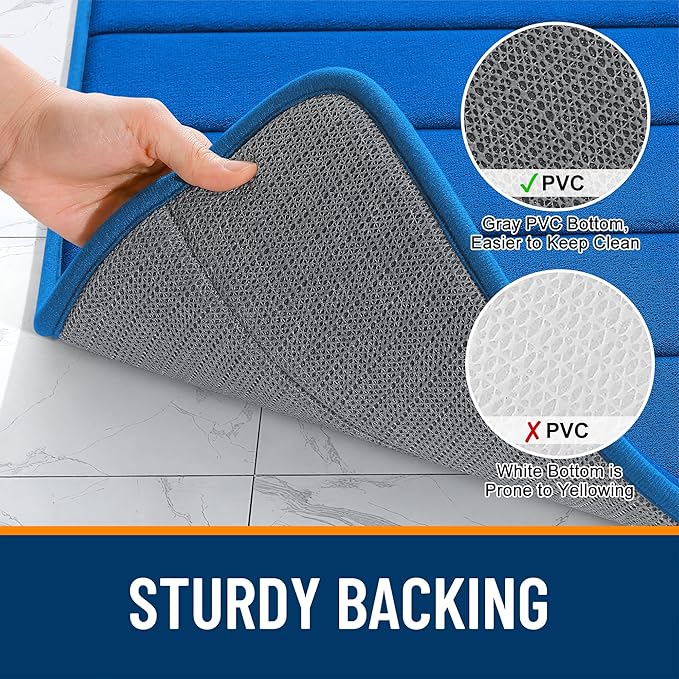 OLANLY Memory Foam Bath Mat 40x32, Super Soft Absorbent Bathroom Rugs, Quick Dry, Machine Washable Shower Floor Rugs, Bathmat Carpet, Bathroom Home Decor Accessories, Royal Blue