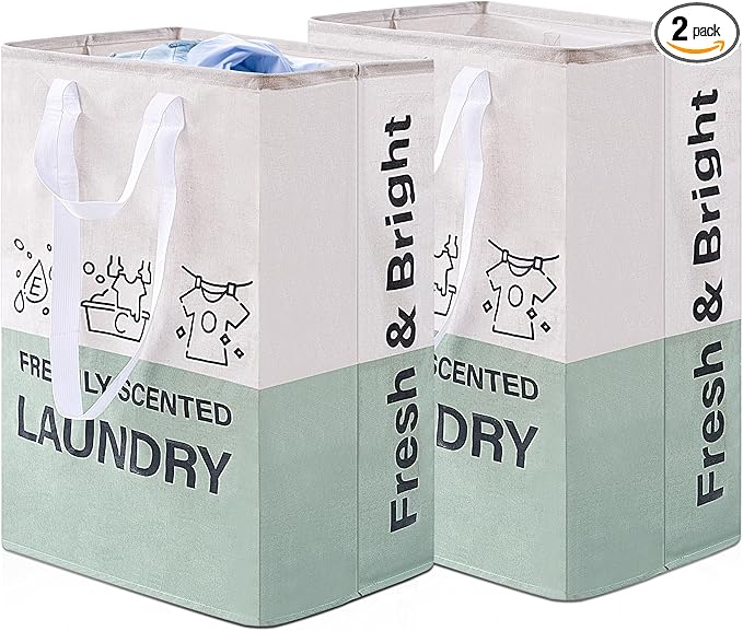 ELONG HOME Laundry Baskets, 92L Freestanding Laundry Basket with Handles, Waterproof Tall Collapsible Clothes Hamper for Dorm, Bedroom, Bathroom