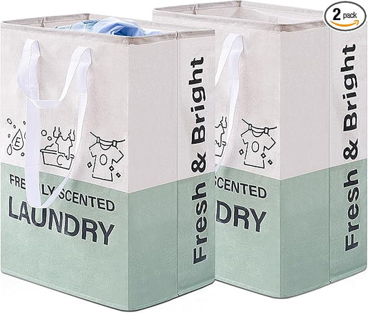 ELONG HOME Laundry Baskets, 92L Freestanding Laundry Basket with Handles, Waterproof Tall Collapsible Clothes Hamper for Dorm, Bedroom, Bathroom