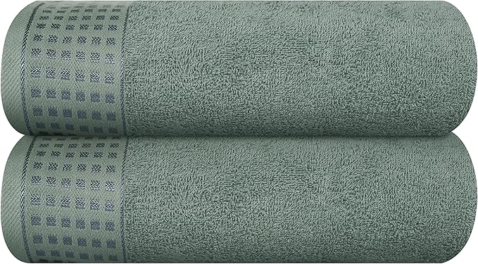 GLAMBURG 100% Cotton 2 Pack Oversized Bath Towel Set 28x55 Inches, Ultra Soft Highly Absorbant Compact Quickdry & Lightweight Large Bath Towels, Ideal for Gym Travel Camp Pool - Jade