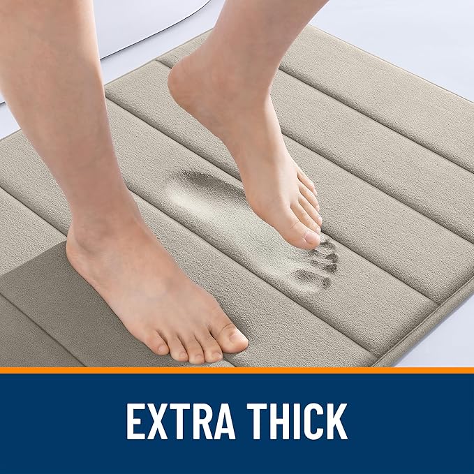 OLANLY Memory Foam Bath Mat 30x20, Super Soft Absorbent Bathroom Rugs, Quick Dry, Machine Washable Shower Floor Rugs, Bathmat Carpet, Bathroom Home Decor Accessories, Warm Taupe