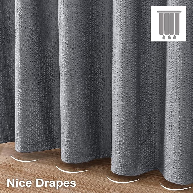 OVZME Long Stall Shower Curtain 54X78 inch, Embossed Textured Fabric Shower Curtain for Bathroom - Soft Cloth & Hotel Spa, Water Repellent, Machine Washable Bathroom Curtain, Grey