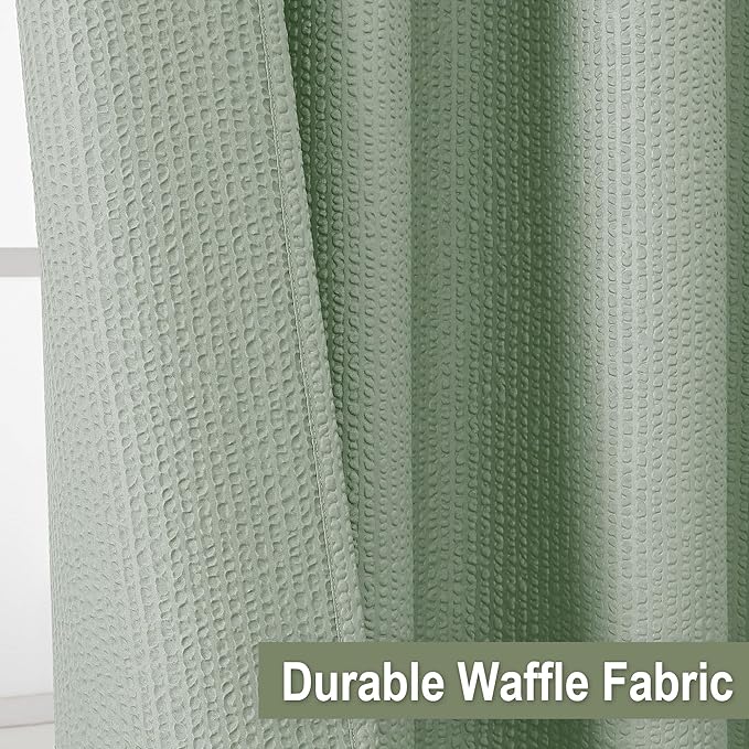 OVZME Berry Sage Green Shower Curtain - 3D Embossed Textured Shower Curtains for Bathroom, Boho Waffle Green Shower Curtains, Luxury Hotel Cloth Bath Curtain for Bathroom, 72Wx72H, Sage Green