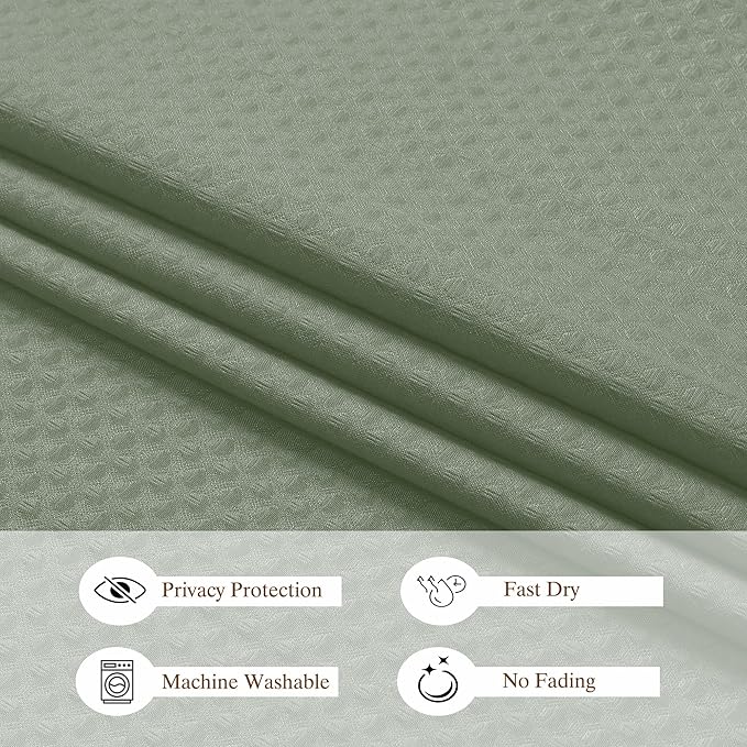 Aiyufeng Long Shower Curtains for Bathroom，Dot Like Embossed Textured Water Repellent Fabric Shower Curtain，Hotel Luxury Quality & Soft Cloth，Machine Washable，72Wx84L，Sage Green