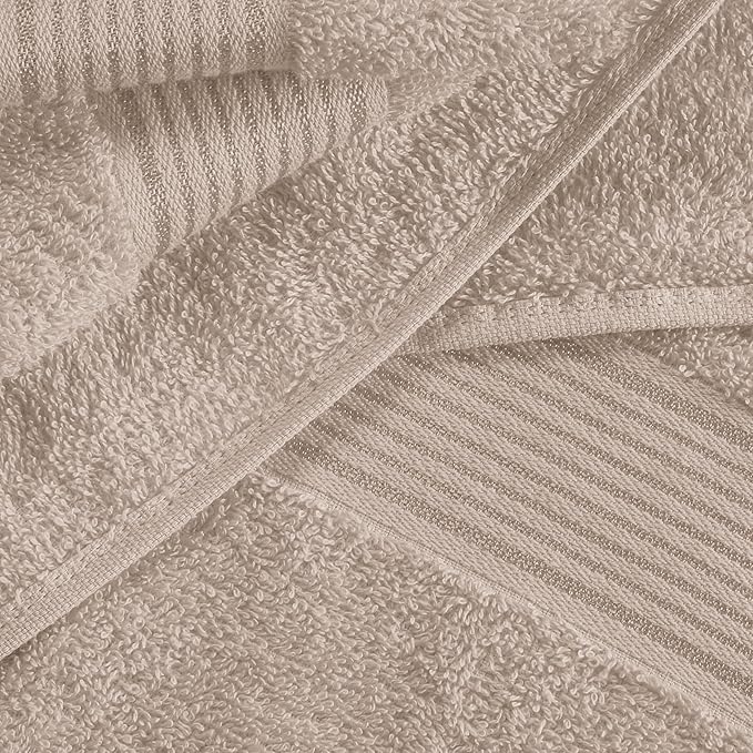 Elvana Home Ultra Soft 6 Pack Cotton Towel Set, Contains 2 Bath Towels 28x55 inch, 2 Hand Towels 16x24 inch & 2 Wash Coths 12x12 inch, Ideal Everyday use, Compact & Lightweight - Tan