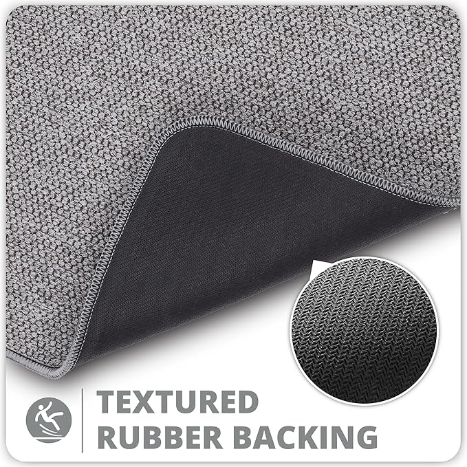 Bath Mat,Ultra Thin Bathroom Runner Rugs,Large Bath Mats for Bathroom,Quick Dry,Non-Slip,Machine Washable,Low Pile,Bath Rug,Shower Outside,Sink,Home Decor Accessories.Grey,2'x6'(24x72inch)