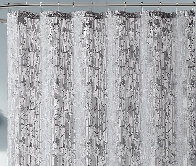 Warm Home Designs Silver Lace Clear Shower Curtain. 72 x 84 Inch Extra Long, Rustic Leaf Pattern Creates Elegant Shower Decor. GR Grey 84"