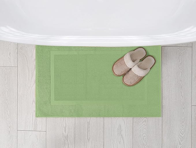 Utopia Towels Cotton Banded Rug, Bath Mats, Not a Bathroom Rug, 21 by 34 Inches, 100% Ring Spun Cotton, Highly Absorbent Shower Bathroom Floor Mat,Sage Green, 2 Pack